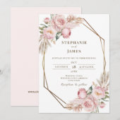 Elegant Pink Floral Waterverf Weddenschap Kaart (Voorkant / Achterkant)