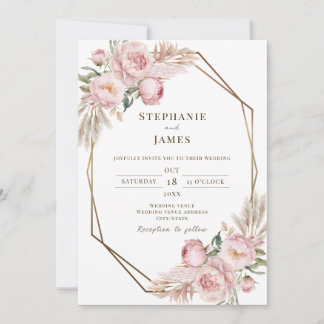 Elegant Pink Floral Waterverf Weddenschap Kaart