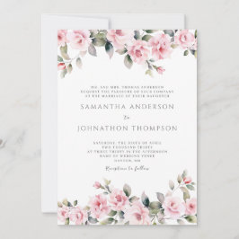 Elegant Pink Floral Waterverf Weddenschap Kaart