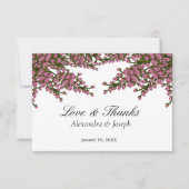 Elegant Pink Floral Waterverf Wedding Bedankkaart (Voorkant)