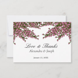 Elegant Pink Floral Waterverf Wedding Bedankkaart