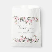 Elegant Pink Floral Waterverf Wedding Bedankzakje (Voorkant)