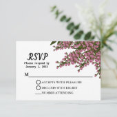 Elegant Pink Floral Waterverf Wedding Custom RSVP Kaartje (Staand voorkant)