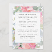 Elegant Pink Floral Waterverf Wedding Kaart (Voorkant)