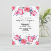 Elegant Pink Floral Waterverf Wedding Kaart (Staand voorkant)