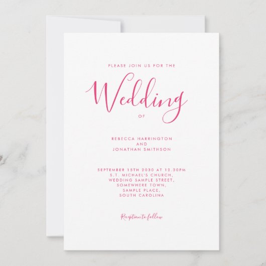 Elegant Pink Floral Waterverf Wedding Kaart (Voorkant)