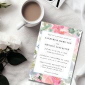 Elegant Pink Floral Waterverf Wedding Kaart