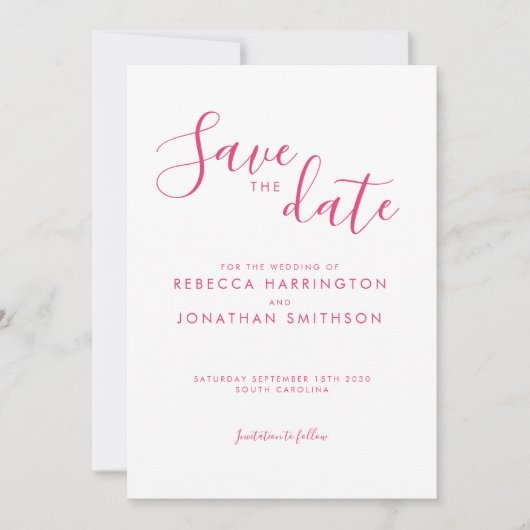 Elegant Pink Floral Waterverf Wedding Save The Date (Voorkant)