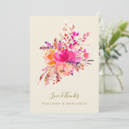 Elegant Pink Floral Weddenschap Foto Aangepast ber Bedankkaart