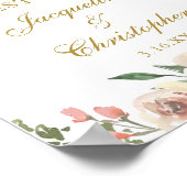 Elegant Pink Floral Weddenschap Ons gastboek Poster (Hoek)