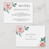 Elegant Pink Floral Wedding Accommodations Informatiekaartje (Voorkant / Achterkant)