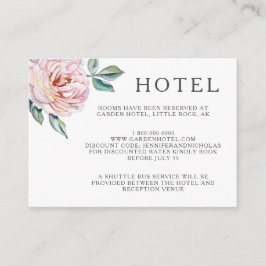 Elegant Pink Floral Wedding Accommodations Informatiekaartje