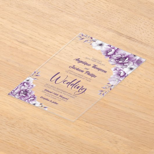 Elegant Pink Floral Wedding Acryl Uitnodigingen (Laagn)