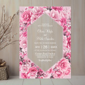 Elegant Pink Floral Wedding Acryl Uitnodigingen