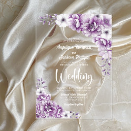 Elegant Pink Floral Wedding Acryl Uitnodigingen