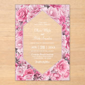 Elegant Pink Floral Wedding Acryl Uitnodigingen (Voorkant)