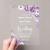 Elegant Pink Floral Wedding Acryl Uitnodigingen (Insitu (Draagbaar))