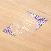 Elegant Pink Floral Wedding Acryl Uitnodigingen (Laagn)
