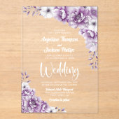 Elegant Pink Floral Wedding Acryl Uitnodigingen (Voorkant)