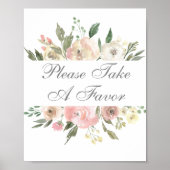 Elegant Pink Floral Wedding alsjeblieft Poster (Voorkant)