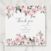 Elegant Pink Floral Wedding Bedankjes Labels (Voorkant)