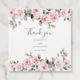 Elegant Pink Floral Wedding Bedankjes Labels