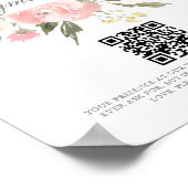 Elegant Pink Floral Wedding Honeymoon Fund QR Code Poster (Hoek)
