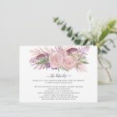 Elegant Pink Floral Wedding Informatiekaartje (Staand voorkant)