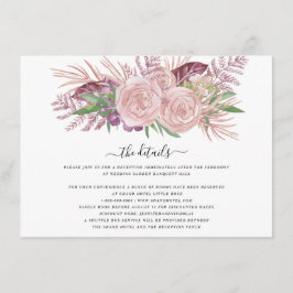 Elegant Pink Floral Wedding Informatiekaartje