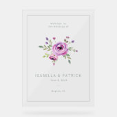 Elegant Pink Floral Wedding Invitation Acryl Bord (Voorkant)