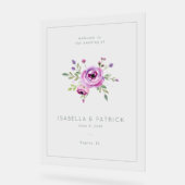 Elegant Pink Floral Wedding Invitation Acryl Bord (Hoek)
