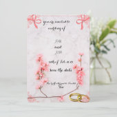 Elegant Pink Floral Wedding Invitation with Marble Save The Date (Staand voorkant)