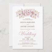 Elegant Pink Floral Wedding Kaart (Voorkant)