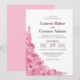 Elegant Pink Floral Wedding Kaart