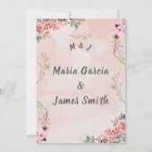 Elegant Pink Floral Wedding Kaart (Achterkant)