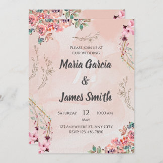 Elegant Pink Floral Wedding Kaart