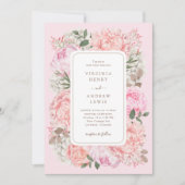 Elegant Pink Floral Wedding Kaart (Voorkant)