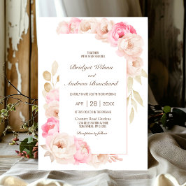 Elegant Pink Floral Wedding Kaart