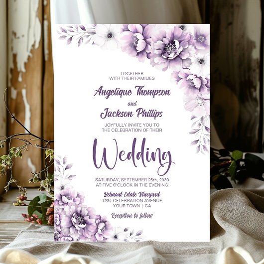 Elegant Pink Floral Wedding Kaart