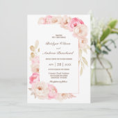 Elegant Pink Floral Wedding Kaart (Staand voorkant)