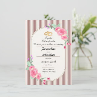 Elegant Pink Floral Wedding Kaart