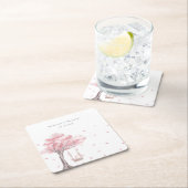 Elegant Pink Floral Wedding Kartonnen Onderzetters (Insitu)