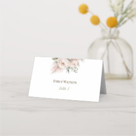 Elegant Pink Floral Wedding Place Card Plaatskaartje