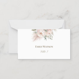 Elegant Pink Floral Wedding Place Card Plaatskaartje