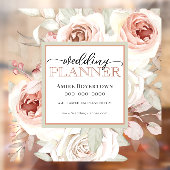 Elegant Pink Floral Wedding Planner Window Cling Raamsticker (Vel 2)