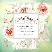 Elegant Pink Floral Wedding Planner Window Cling Raamsticker (Vel 3)