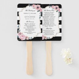 Elegant Pink Floral Wedding Programme Fans Handwaaier