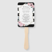 Elegant Pink Floral Wedding Programme Fans Handwaaier (Voorkant)