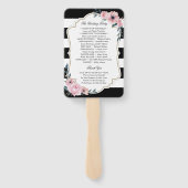 Elegant Pink Floral Wedding Programme Fans Handwaaier (Achterkant)