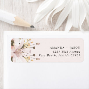 Elegant Pink Floral Wedding Return Address Etiket